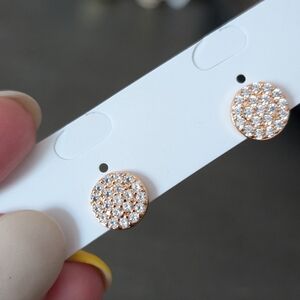 18k Rose Gold and CZ Stud Earrings